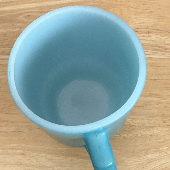 Fire King Turquoise Blue Scalloped Footed Mug - Picture 4 of 10